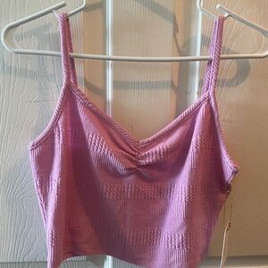 Pink knit crop tank